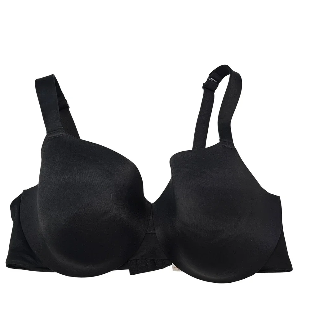 Cacique Black Full Coverage Underwire Bra 44DD Smooth Molded Cups Adjustable